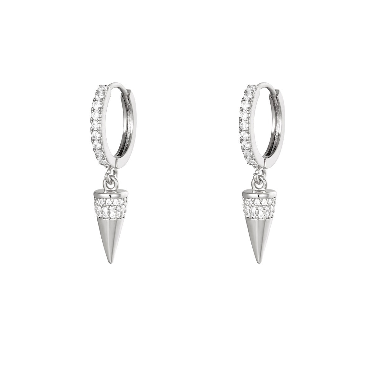 Diamond Cone earrings-Zilver